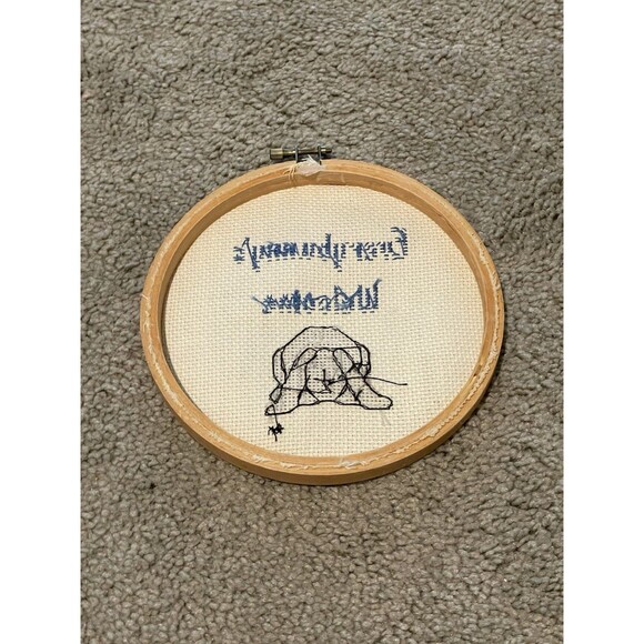 Everybunny's Welcome Cross Stitch Hoop Art Bunny Rabbit Decor Handmade - Picture 4 of 4